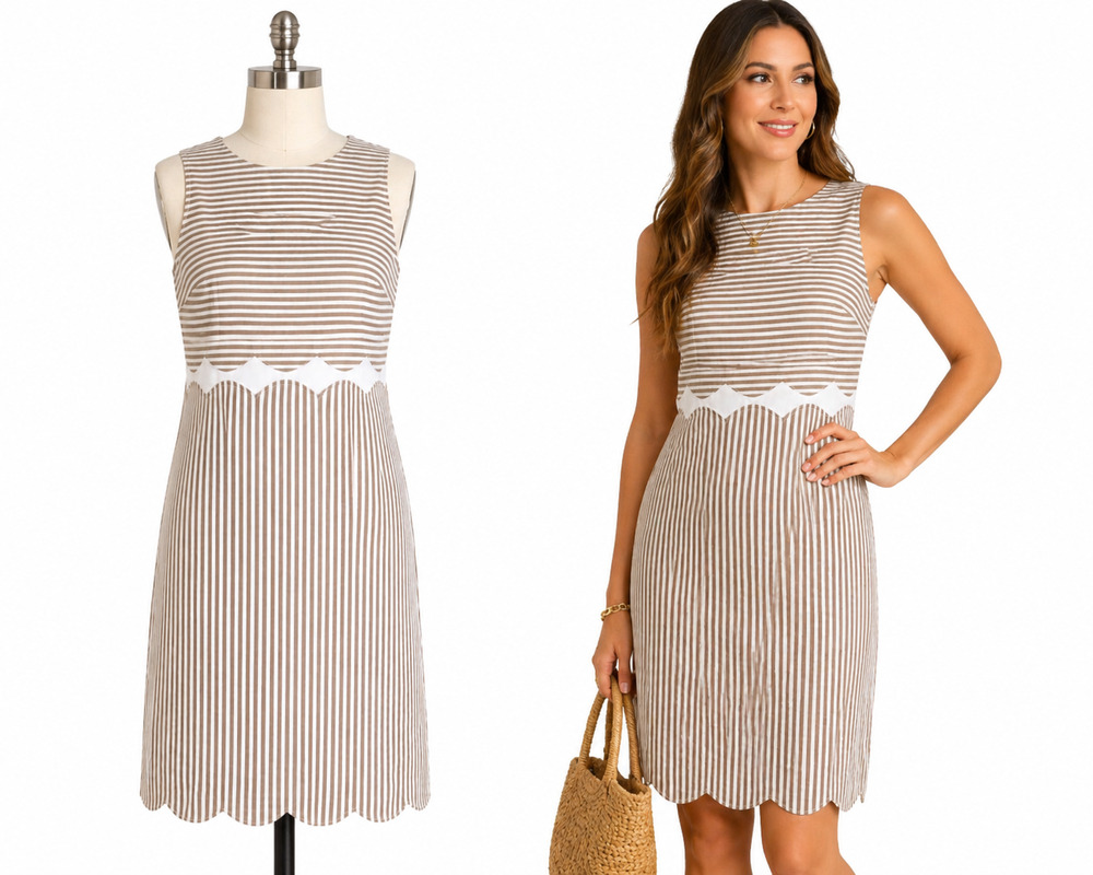 Sara Campbell Dress Size 6 Vacation Capsule Lagen Stripe Coastal Chic Sleeveless